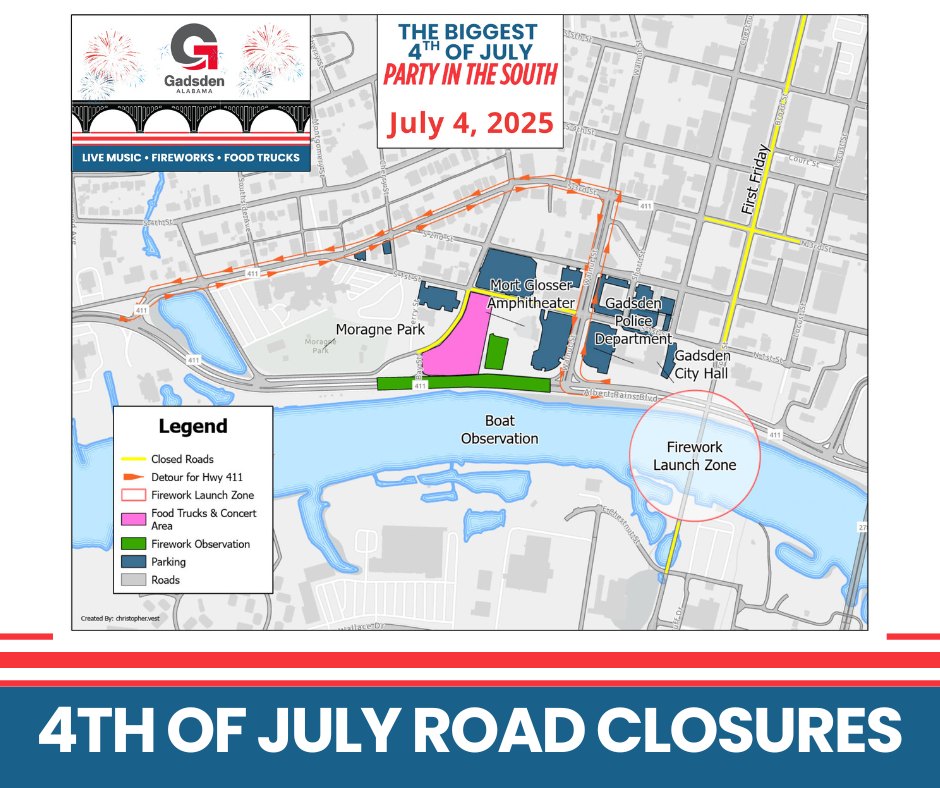 Road Closures For Gadsden Independence Day Events - WEIS | Local & Area News, Sports, & Weather - weisradio.com